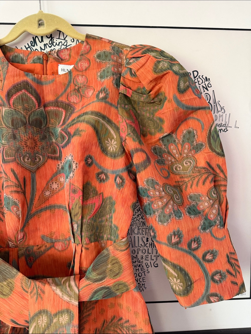 HUNTER BELL Sutton Taffeta Dress Size 6 Autumnal Fall Orange Print $545 - Picture 8 of 14